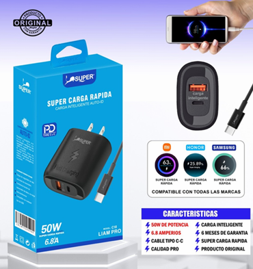 Carga de con carga super Rapida con 50W en Perú